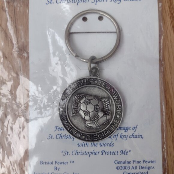 New with Tags Solid Pewter St. Christopher Soccer Medal NWT Geniune Fine Pewter - Picture 3 of 9